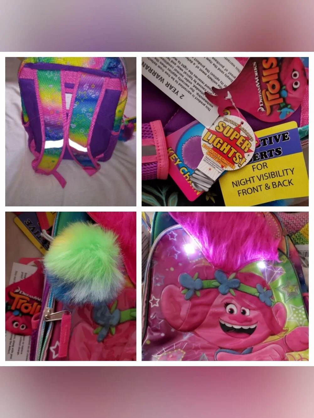 Trolls 4 Pc Set.. Backpack and Tote Bag Set - 4 Total Pieces